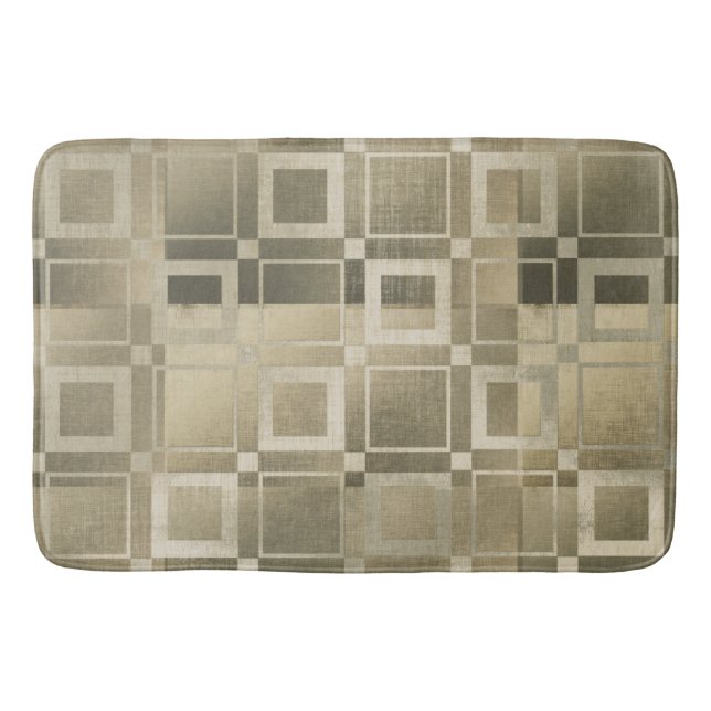 Dämpade Guld Kvadrater Modern Geometrisk Glamour Badrumsmatta (Framsidan)