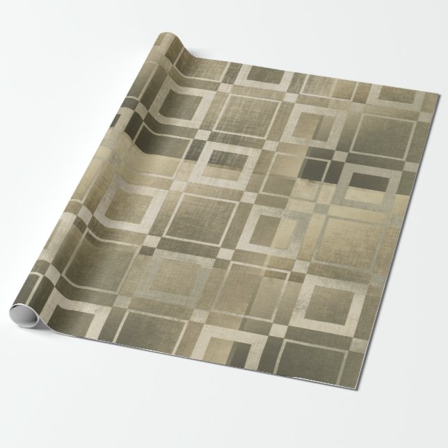 Dämpade Guld Kvadrater Modern Geometrisk Glamourfe Presentpapper (Utrullad)