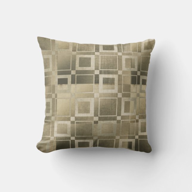 Dämpade Guld Rutor Modern Geometrisk Glamour Kudde (Framsida)