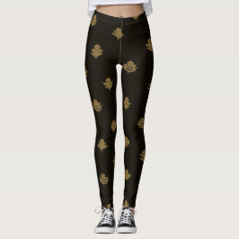 Dämpade gyllene blad Svarta Leggings