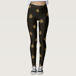 Dämpade gyllene blad Svarta Leggings