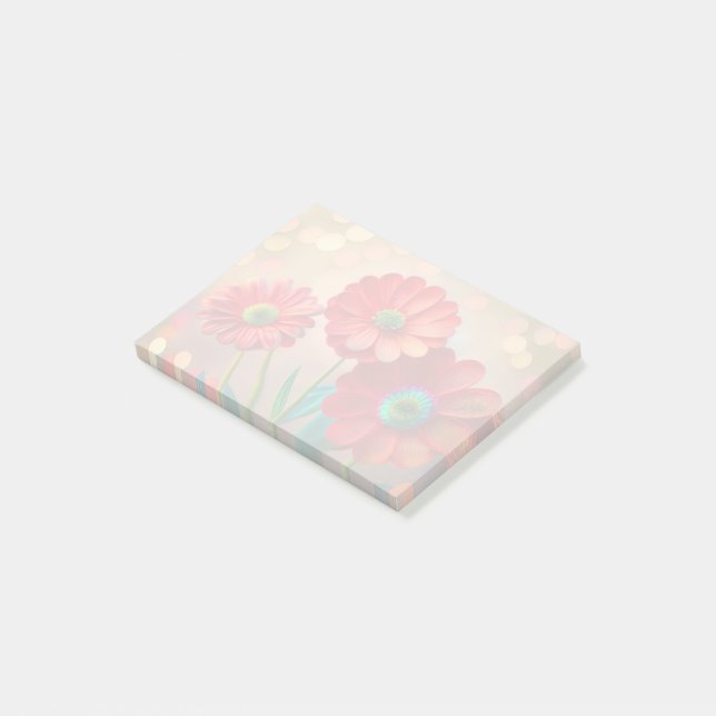 Dämpade röda tusensköna blommor post-it block (Vinklad)