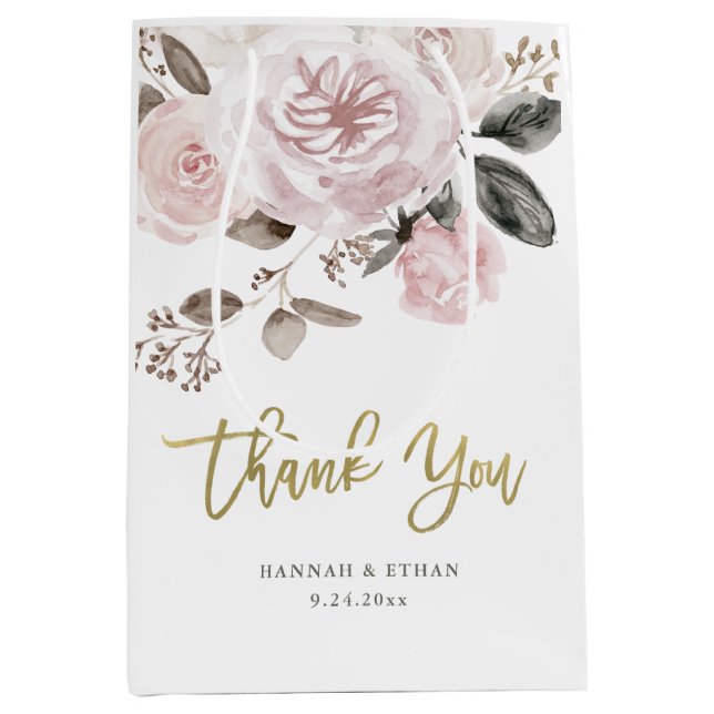 Dämpade rodna rosa ros för vattenfärg och för guld (Framsidan)