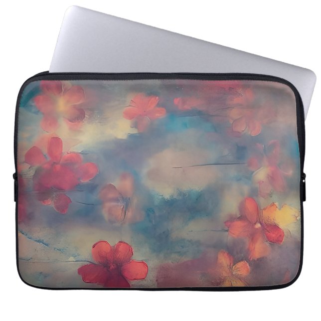 Dämpade rosa blommor laptop fodral (Framsidan)