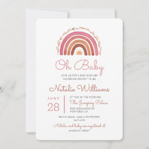 Dämpade toner Boho regnbåge Oh Baby Shower inbjuda Inbjudningar
