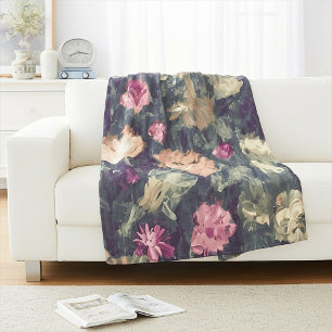 Dämpade toner vintage blommig fleecefilt