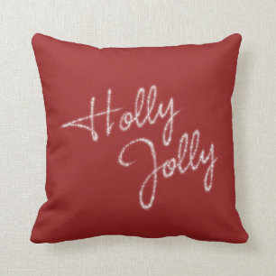 Dämpar den Jolly helgdag för järnek i rött Kudde