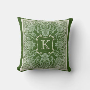 Dämpar den rosa monogramen för vintage i smaragd kudde