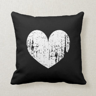 Dämpar den svartvita hjärtadekorativ kudde för