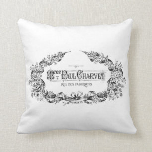 Dämpar det franska typografikast för vintage kudde