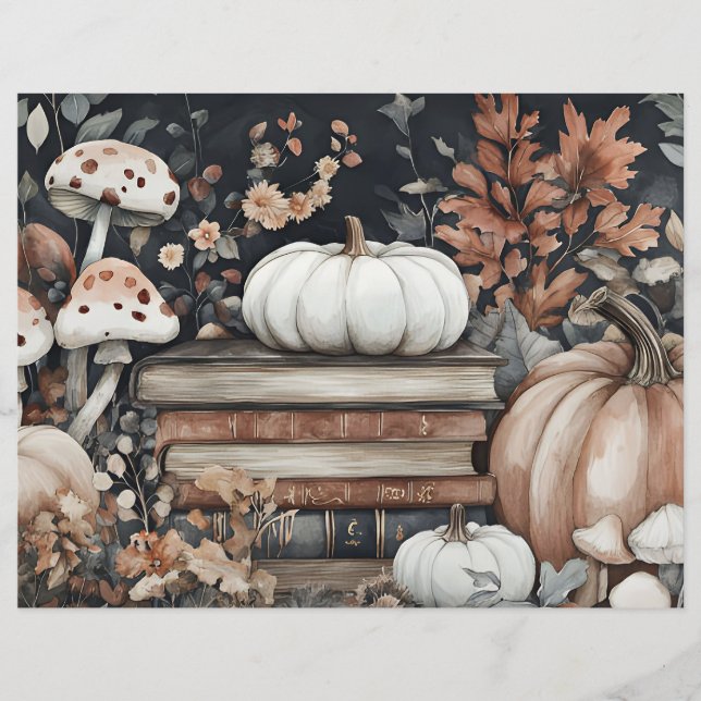 Dämpat färgat höstlöv pumpa scrapbookpapper (Framsida)