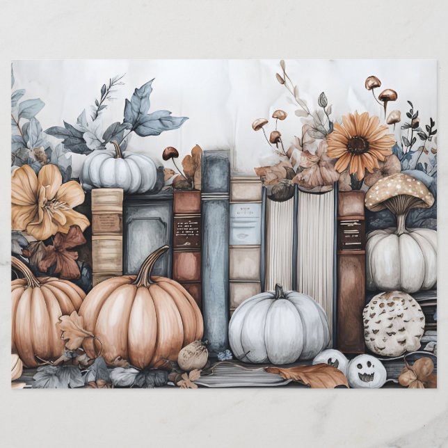 Dämpat färgat höstpumpa scrapbookpapper (Framsida)