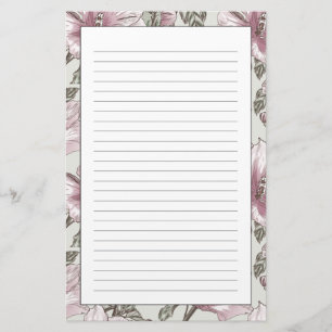 Dämpat rosa hibiskusblommamönster brevpapper