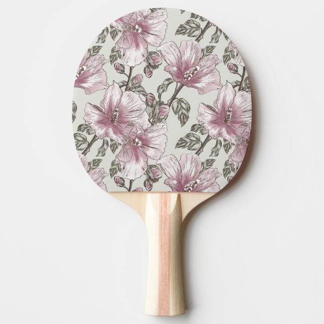 Dämpat rosa hibiskusblommamönster pingisracket (Framsidan)