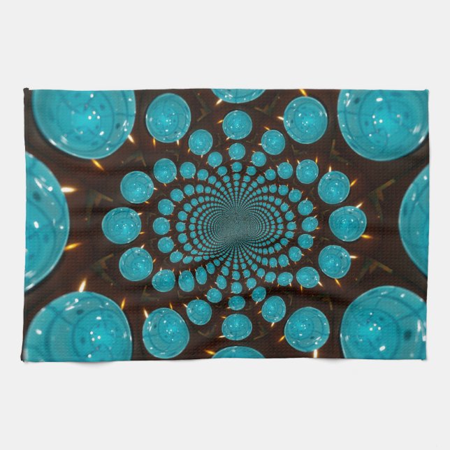 Dämpning av Visningen Cyan Ljus Kaleidoscope Kökshandduk (Horisontell)