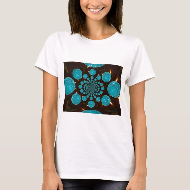Dämpning av Visningen Cyan Ljus Kaleidoscope T Shirt (Framsida)