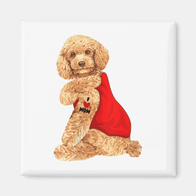 Dampoodle Hund Jag älskar mamma tatuering Älskare  Magnet (Framsidan)