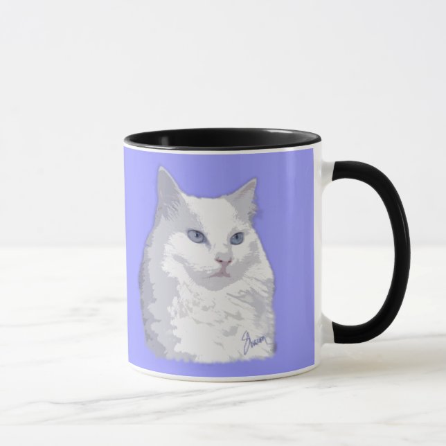 DamPrincess Vit Katt Råna Mugg (Höger)
