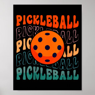 Damretro pickleball vågande stil med en pickle poster
