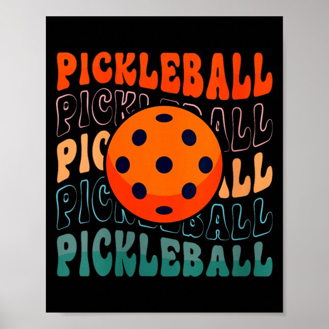 Damretro pickleball vågande stil med en pickle poster (Framsidan)