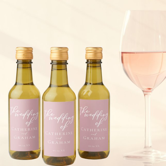 Damros Rosa Bröllopspersonaliserad Mini Vinetikett (Skapare uppladdad)