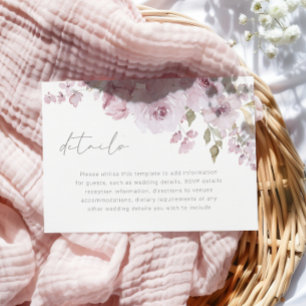 Damros Rosa Mauve Rodnad Blommig Bröllopsdetaljer Tilläggskort