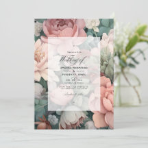 Damrosor, Mintgrön och Rosafärgad Blommig Bröllop