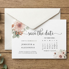 Damrosor Rodnad Blommig Kalender Vit Bröllop Spara Datumet