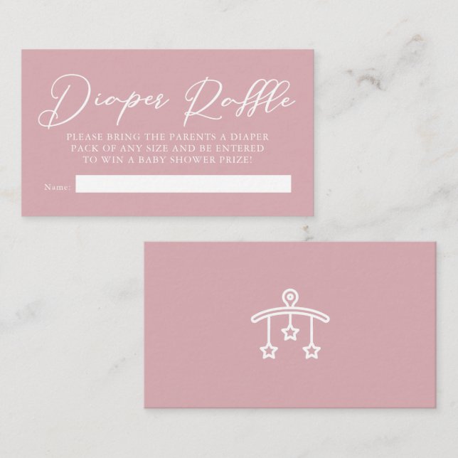 Damrosrosa Baby Shower Blöja Lotteri Tilläggskort (Fram/baksida)