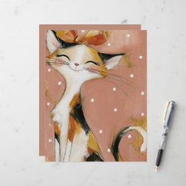 Damrosrosa Kalikå Orange Jet Svart Whimsical Katt