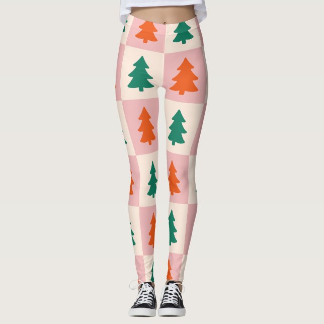 Damrutiga randiga julstrumpbyxor leggings (Framsida)