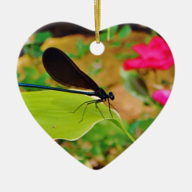 Damselfly och Ro Julgransprydnad Keramik (Framsidan)