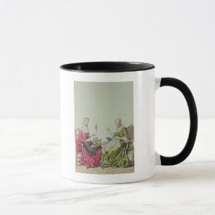 Damsnurr och sömnad, c.1765 mugg