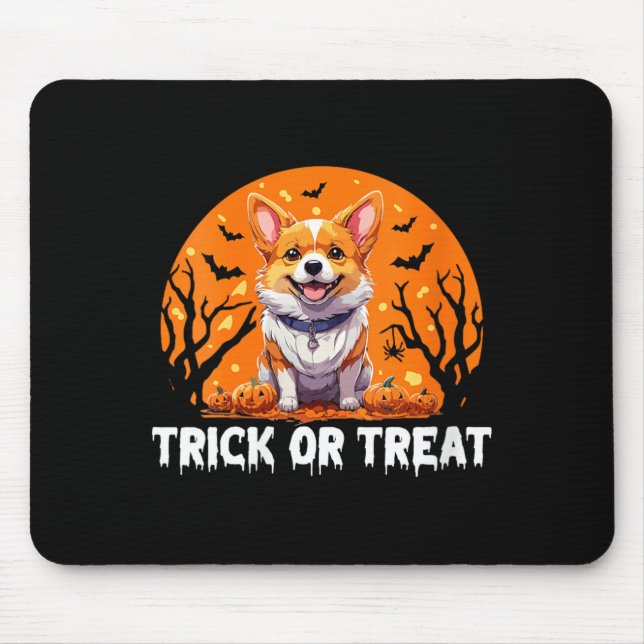 Damstrick eller bus Halloween Hund V-ringad hals Musmatta (Framsidan)