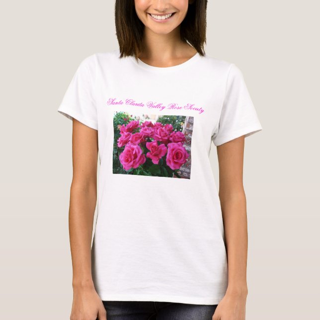 DamT-tröja med rosa ros T Shirt (Framsida)