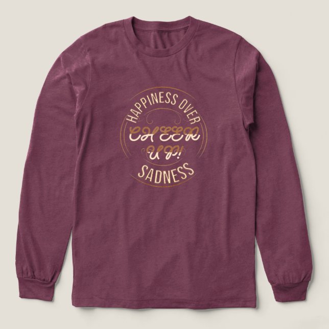 DAMT VÄLJ GLAD T-SHIRT MED LÅNGA ÄRMAR (Design framsida)
