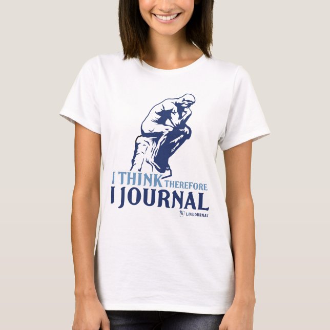 Damtanker (jag tänker, därför förar journal över tee shirt (Framsida)
