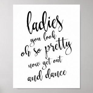 Damtoalett Guld Glitter 8x10 Bröllopsskylt Poster