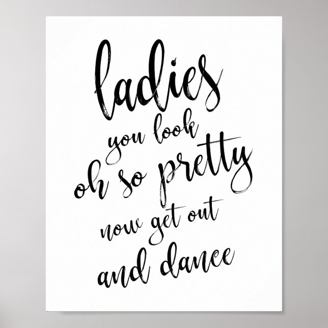 Damtoalett Guld Glitter 8x10 Bröllopsskylt Poster (Framsidan)