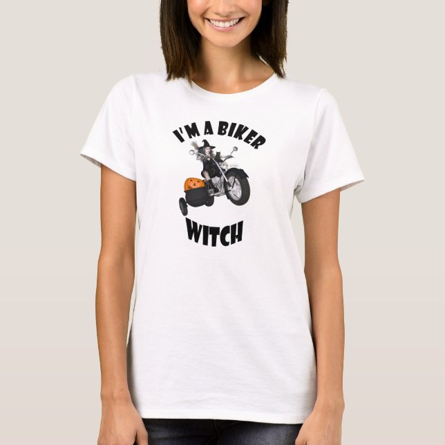 Damtoppar - I-förmiddag en bikerhäxa Tee Shirt (Framsida)