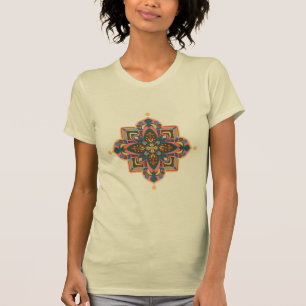 Damtröja geometrisk mandala i persikorans t shirt