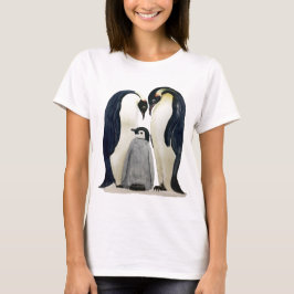 Damtröja med designen Penguin Family T Shirt
