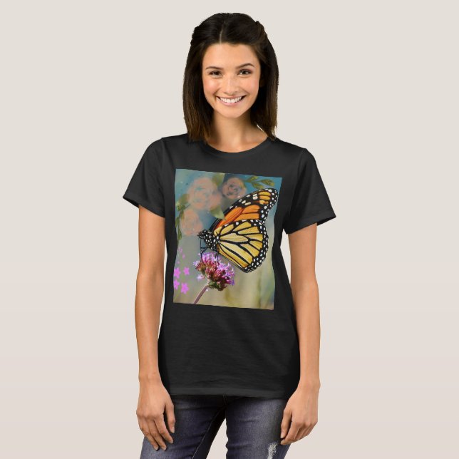 Damtröja med färgglad fjärilsdesign –  t shirt (Hel framsida)