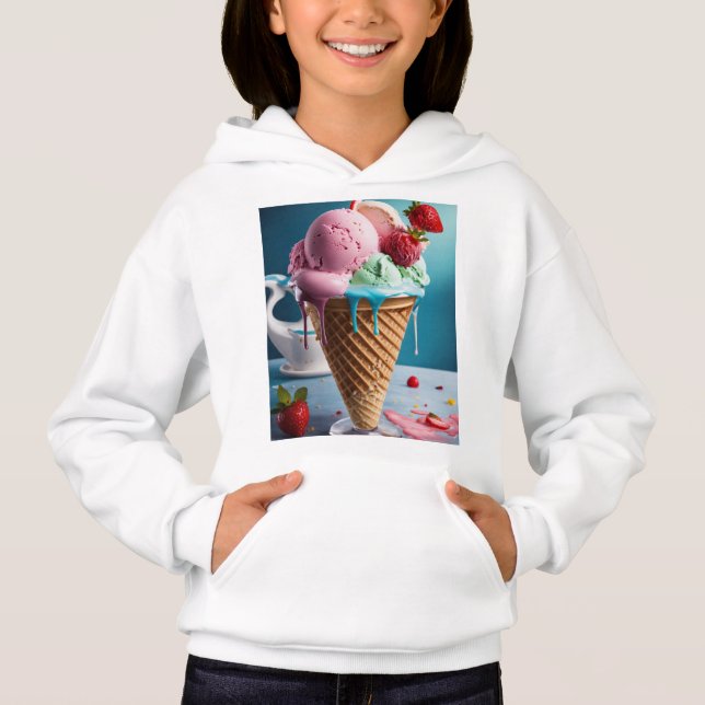 Damtröja med sött glassdesign | Söt  T Shirt (Framsida)
