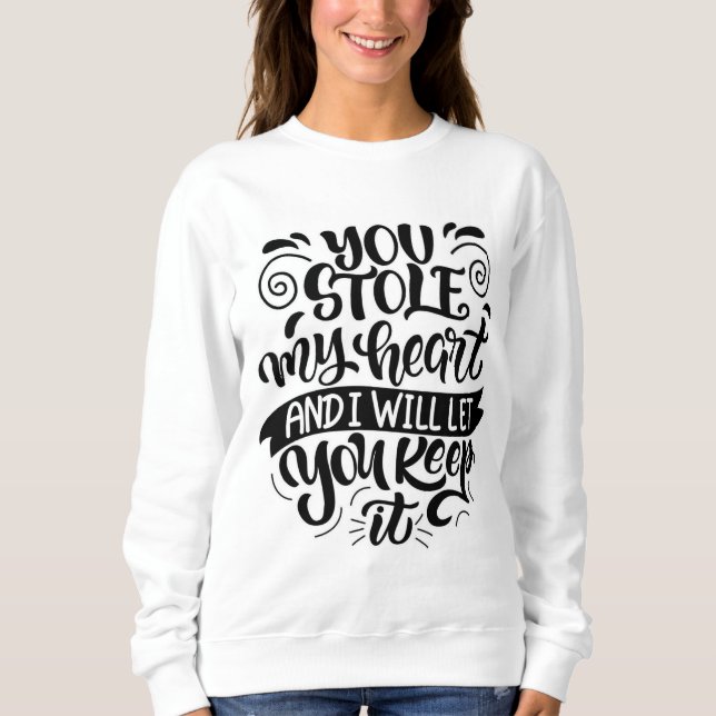 Damvit dam ullblandning romantisk par-pullover t shirt (Framsida)