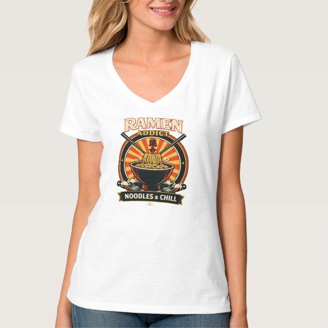 Damvit T-shirt för kvinnor med V-ringning med Rame (Framsida)