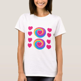 Damvit T-Shirt i Vitt Med Hjärtdesign