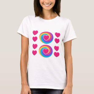 Damvit T-Shirt i Vitt Med Hjärtdesign