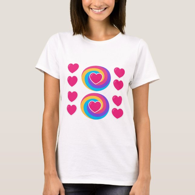 Damvit T-Shirt i Vitt Med Hjärtdesign (Framsida)