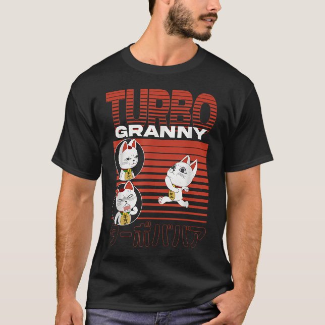 Dan Da Dan Running Turbo Mormor Katt Collage T Shirt (Framsida)